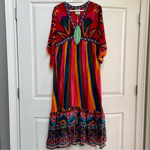 FARM Rio Dresses & Skirts - NWT Farm Rio Macaw Show Maxi Colorful Tropical Art to Wear Artsy Festival Dress